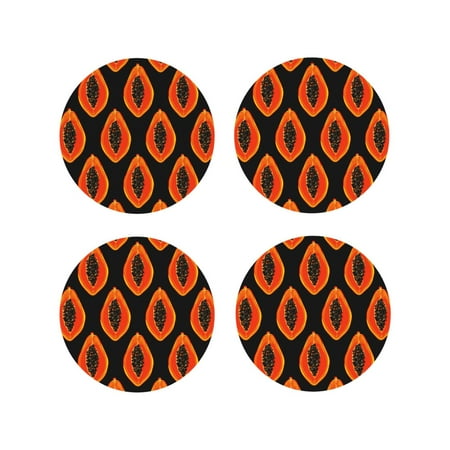 

Coasters Set of 4 - Minimalist Papaya Drink Coasters for Tabletop Protection Leather Coasters for Living Room Decor and Housewarming Gift Round Shape