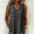 thumbnail image 2 of GZWYHT Women's V Neck Babydoll Tank Tops Lace Trim Sleeveless Flowy Shirts Hollow Out Loose Fit Summer Casual Soft Tunic Tops Gray S, 2 of 8