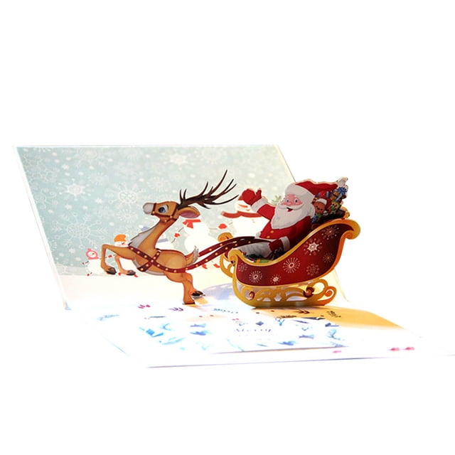 Christmas Greeting Cards with Envelopes 3D Up Card Santa Claus Christmas Deer Holiday Merry Christmas Greeting Cards Holiday Greeting Cards with Envelopes Merry Christmas Greeting Cards