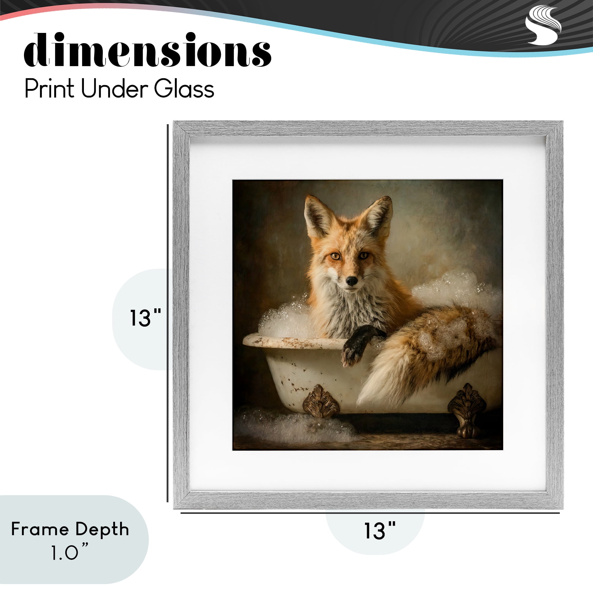 Stupell Industries Red Fox Bubble Bath Gray Framed Print Under Glass, design by Tina LeCour