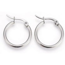 2 Pairs 15mm 304 Stainless Steel Hoop Earrings Earrings Ring Shape for Women Men Unisex Jewelry and Craft Material Silver