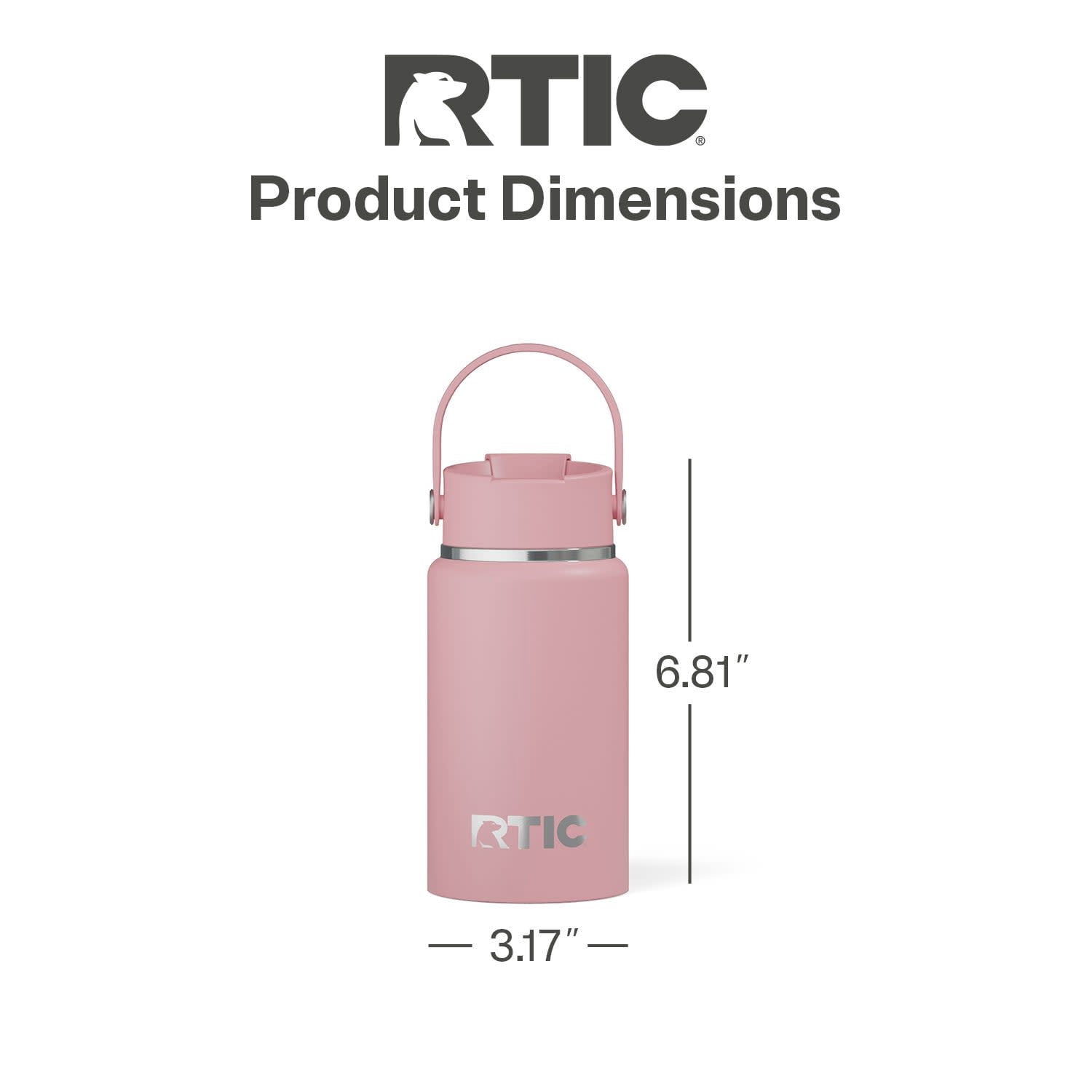 RTIC 16 oz Ceramic Lined Insulated Outback Bottle, Leak Resistant, Dusty Rose