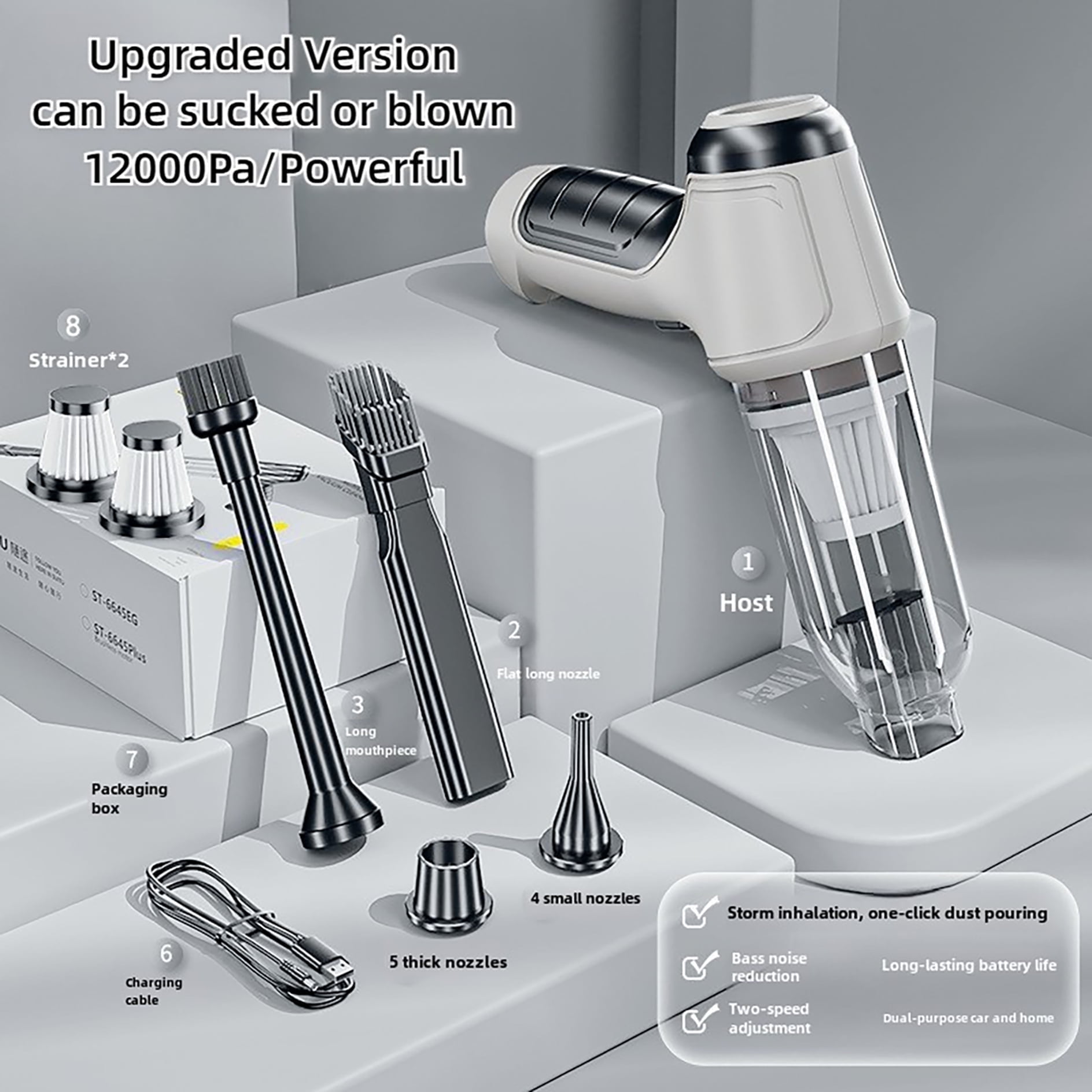 Juyafio Cordless Car Vacuum Cleaner 12000Pa, 120W 4-in-1 Powerful Suction, 60Min Runtime, Lightweight Handheld Vacuum for Car Pet Hair Home