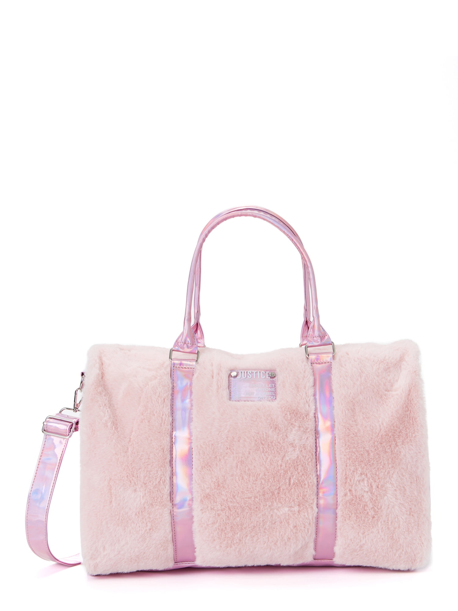 Justice Duffel Handbag Pink Faux Fur - Walmart.com