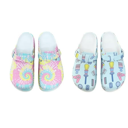 

Printed Nursing Non Slip Slippers Outdoor Kitchen Doctor Sandals Nurse Clogs Blue 37 Pink 37