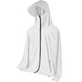 thumbnail image 3 of FYDUU Women's Sun Protection Hoodie Jacket Ice Silk Long Sleeve Sun Shirts Solid Color Lightweight Jackets With Pocket Casual Loose Pullover Tops White, 3 of 4