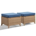 thumbnail image 2 of Gymojoy All Weather Outdoor PE Wicker Ottoman Set of 2, Extra Large Patio Footstool Footrest with Thick Blue Cushions, 2 of 6