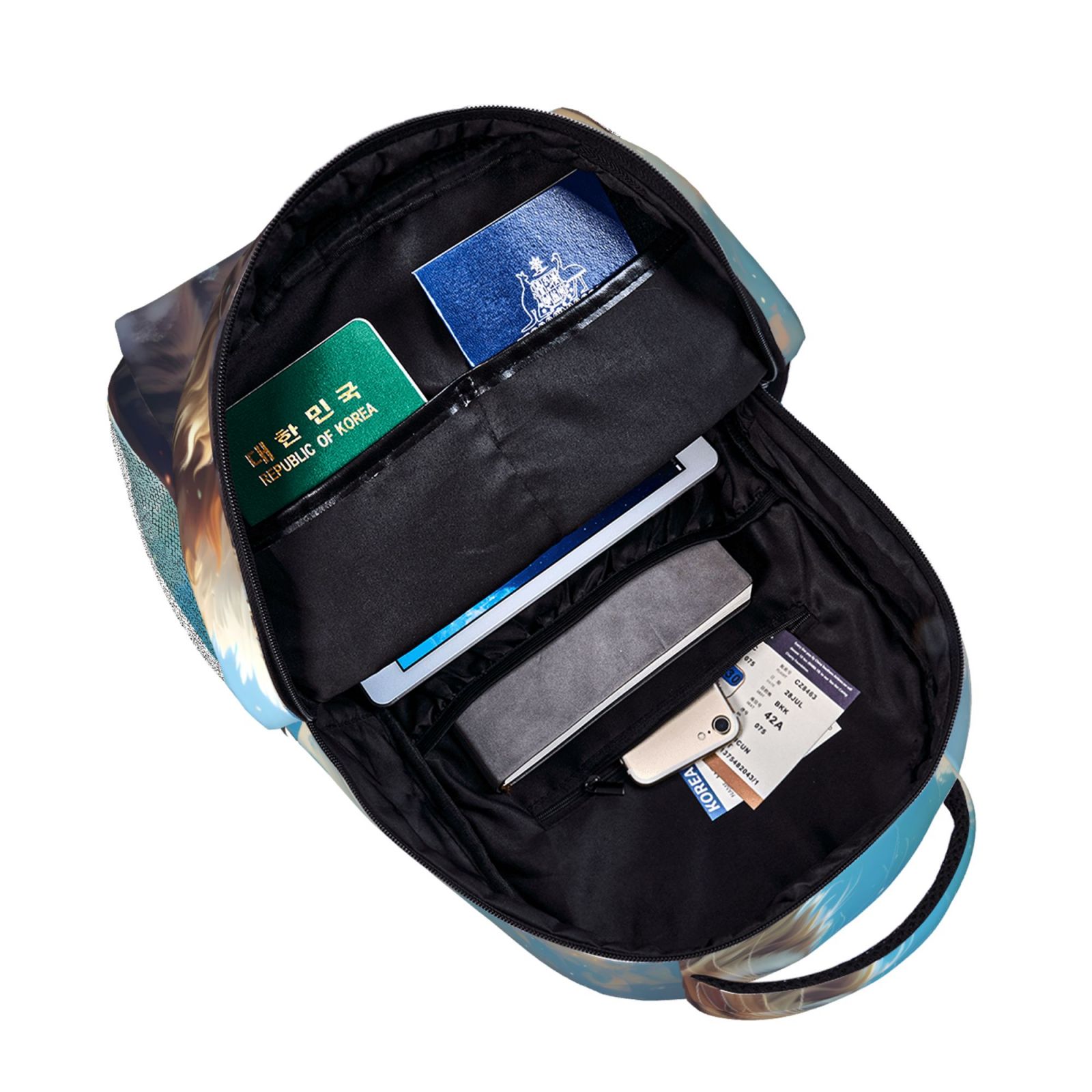 Xecao Blue Sky Winged Cat Backpack, a stylish and functional choice for both men and women, is the perfect basic bookbag for college, work, or travel