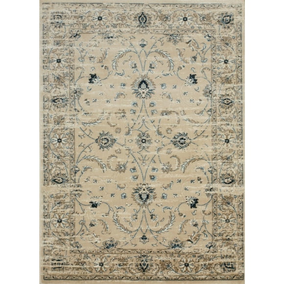 Beige Distressed Bohemian Isabella Rug, Made in India
