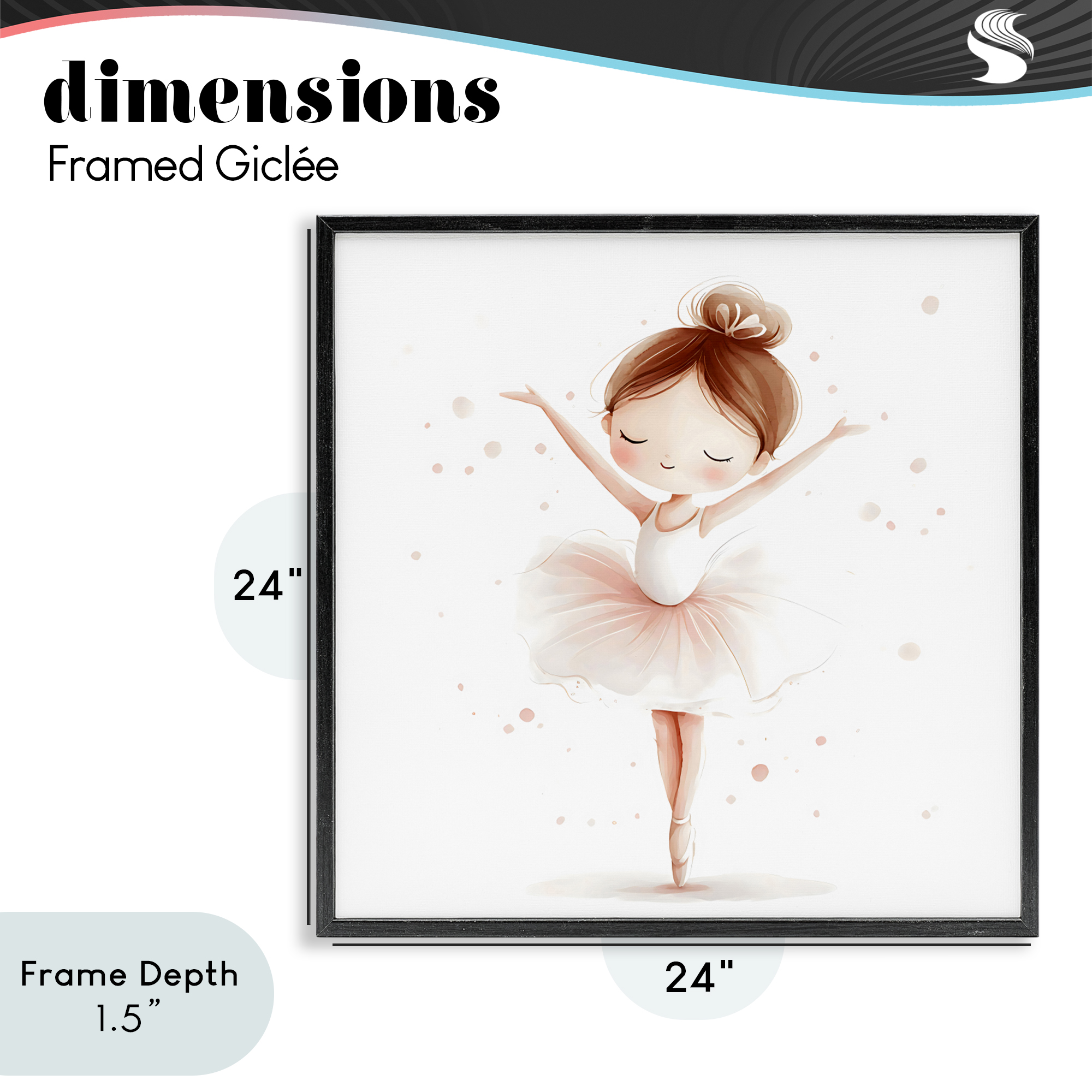 Stupell Industries Delicate Little Ballerina Girl Black Framed Giclee Art, design by Creative Studio