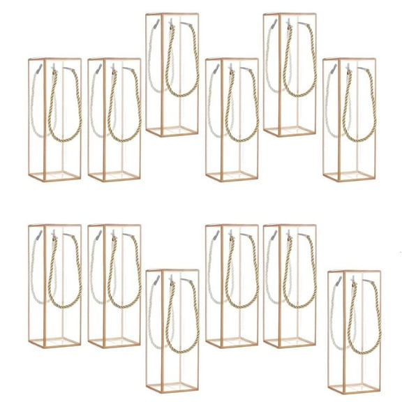 Set of 12 Stylish Rectangular Clear Gift Boxes with Gold Frame For Celebration