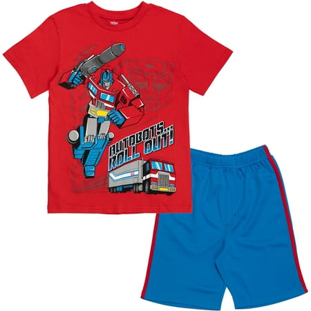 

Transformers Optimus Prime Toddler Boys T-Shirt and Mesh Shorts Outfit Set Blue / Red 3T