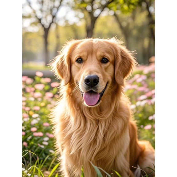 Diamond Painting Golden Retriever 5D Diamond Art DIY Kits Full Round Drill Beads by Number Mosaic Embroidery Arts and Crafts for Living Room Home Wall Decor 12x16 inch / 30x40cm