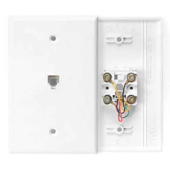 White LARGE Phone Jack Telephone Wall Plate 6-Position 4-Wire 40549-W