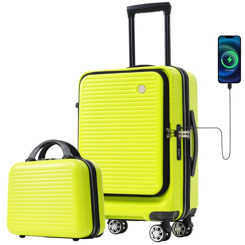 Carry-on Luggage 20 Inch Front Open Luggage Lightweight Suitcase with Front Pocket and USB Port, 1 Portable Carrying Case