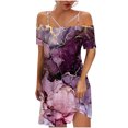 thumbnail image 2 of Mefallenssiah Mode Femmes Occasionnels Sexy Froid Épaule Impression Robe Manches Courtes d'Été, 2 of 4