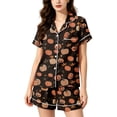 thumbnail image 2 of Pajamas for Women Halloween-Themed 2 Piece Cute Pumpkin Print Shirts And Shorts Soft Pajama Set XL Gray, 2 of 3