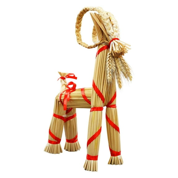 ZJNGJC 16.1-inch Tall Swedish Straw-Woven Christmas Goat Yule Decoration forome Birthday Party Interior Outdoor Holiday Tradition Decor Yellow