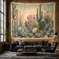 thumbnail image 5 of Saguaro Cactus & Agave in Desert Dawn, Calming Botanical Illustration for Plant Lovers, Nature Inspired Decor Housewarming Gift Tapestry Wall Hanging for Bedroom, Living Room and Dorm, 5 of 6