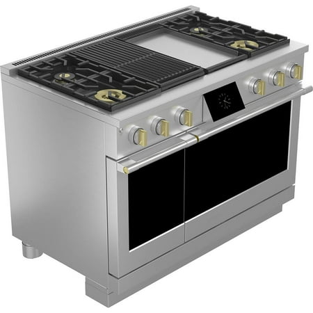 Monogram - 8.25 Cu. Ft. Freestanding Double Oven Dual Fuel Convection Range with Self-Clean, Built-In Wi-Fi, and 4 Burners - Stainless steel