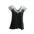 thumbnail image 3 of Blotona Women's Crochet Lace Tops Basic Short Sleeve V Neck Loose Fitting Summer T-Shirts, 3 of 6