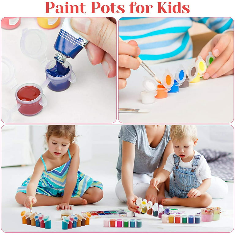 20X 6 Cups Paint Pot Pod Strips Arts & Crafts Watercolor Draw Pigment Palette Acrylic Mini Paint Container Strips Storage with Lids for Classrooms