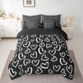 thumbnail image 2 of Manfei Kawaii Love Heart 7-Piece Twin Bedding Sets for Female Women Girls,Black White Bedding Comforter Set,Romantic Couple Lover Breathable Sheet Sets,Microfiber Bedroom Decor,Reversible, 2 of 8