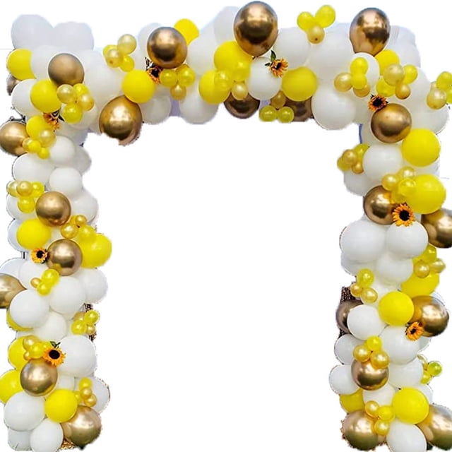 Juego de guirnaldas con forma de arco para fiestas, 112 unidades, látex dorado y amarillo
