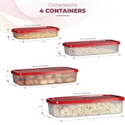Sealco Food Storage Containers with Lids – Reusable Plastic Containers – BPA-Free, Stackable, Microwave, Dishwasher, Freezer Safe 4 Piece Set