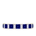 thumbnail image 5 of Rosec Jewels Princess Cut Lab Grown Blue Sapphire Half Eternity Band - Certified Blue Sapphire Diamond Ring - AAAA Quality, 10K Yellow Gold, US 3.50, 5 of 7