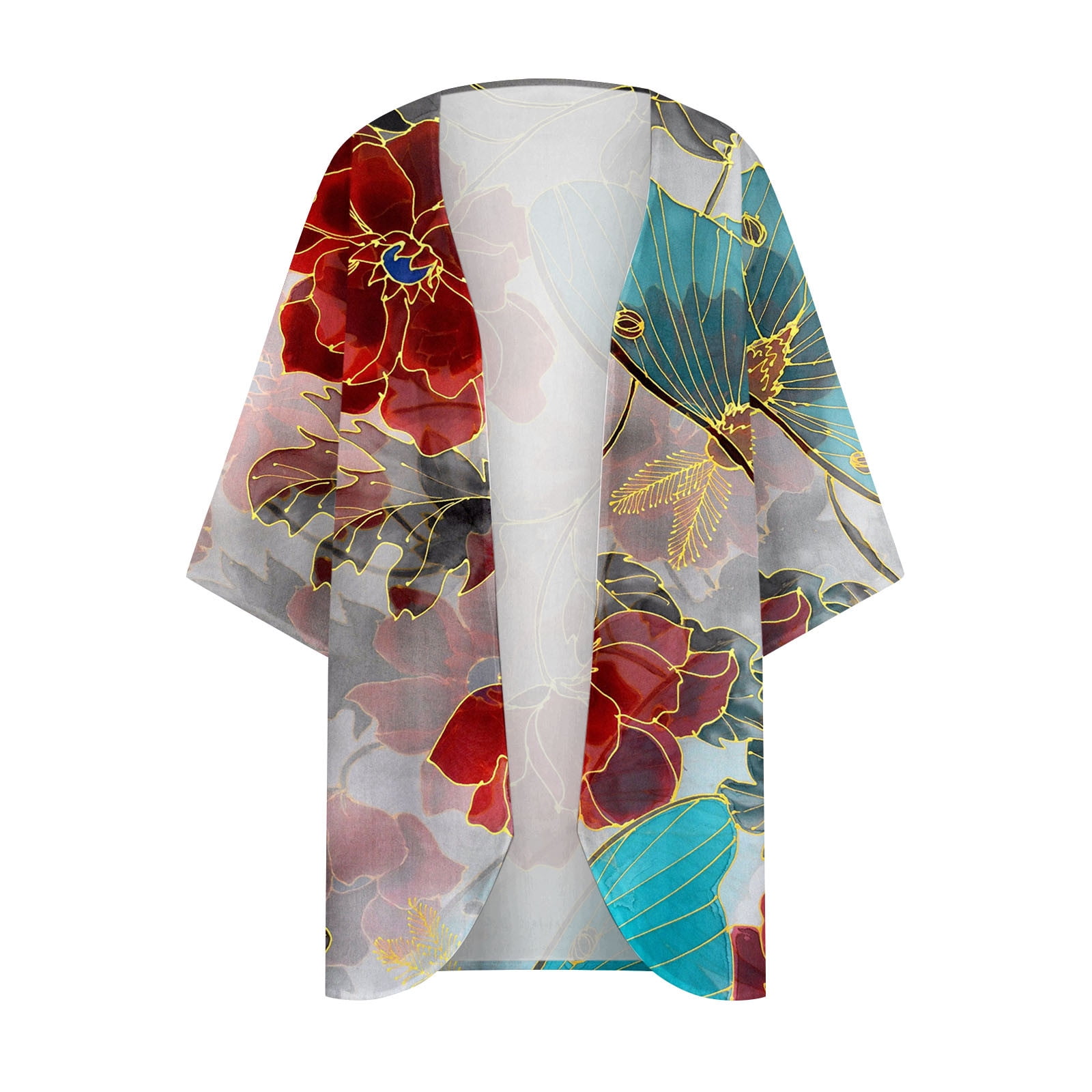 lcziwo 2024 Kimono Tops for Women Womens Cardigan Lightweight