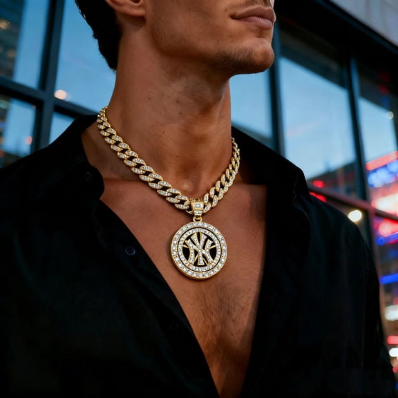 Hip Hop Rotate The Disc Currency Pattern Letter Pendant Necklace With 15mm Crystal Cuban Chain HipHop Iced Out Bling Necklaces Men Women Fashion Charm Jewelry