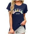thumbnail image 2 of Odbmxy Women T Shirt Easter Summer Short Sleeve Womens Top Casual Loose Blue Holiday Pullover Graphic Tops, 2 of 6