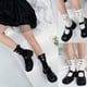 thumbnail image 3 of Calcetines japoneses de estilo Lolita con volantes y volantes para mujer, medias de tubo medio de algodón acanaladas para estudiantes, Harajuku ahuecadas, estilo Kawaii, con lazo,, 3 of 5