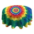 thumbnail image 4 of Colorful Rainbow Tie Dye Spiral Pattern Round Tablecloth 60"x60",Wrinkle Wipeable Table Cloth for Kitchen Dining Room Picnic Patio Party, 4 of 6