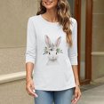 thumbnail image 4 of Cavosen Happy Easter 3/4 Sleeve Womens Tops Summer Cute Bunny Print Pullover Shirts Round Neck Holiday Blouse Vacation Festival T Shirts Loose Dressy Trendy Going out Tees White L, 4 of 6