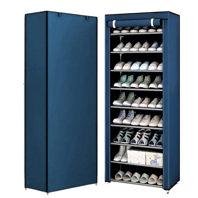 Estante Organizador para Zapatos de 9 Niveles | Acero Inoxidable | Almacenamiento de Calzado | Tela Impermeable | Zapatero Armable para 27 Pares