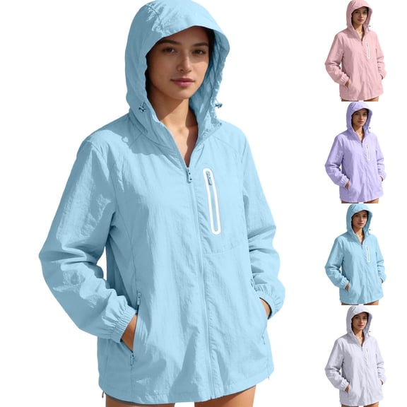 CHUMUD Womens UPF 50 Sun Protection UV Jacket Full Zip Lightweight Quick Dry Waterproof Jacket Athletic Workout Hoodie (Avail in Plus Size)