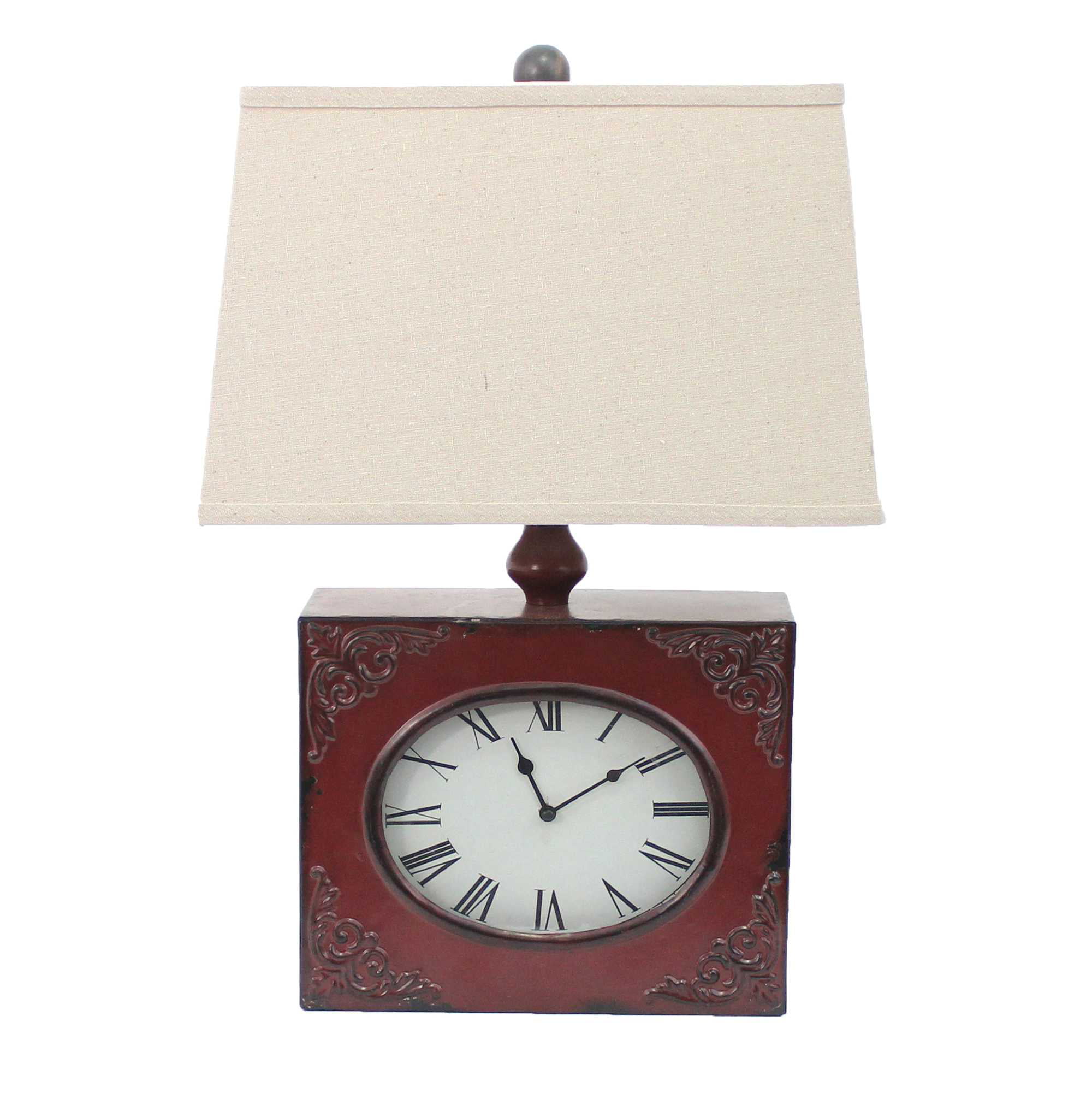 Vintage Table Lamp With Metal, Table Lamp With Clock