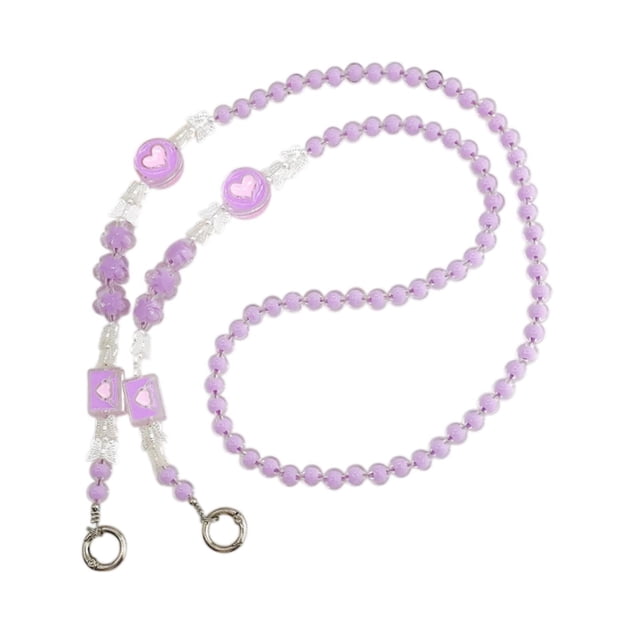 Cordón para teléfono con cuentas hecho a mano, 47,24 pulgadas de largo, lindo colgante de mariposa, pulsera Púrpura