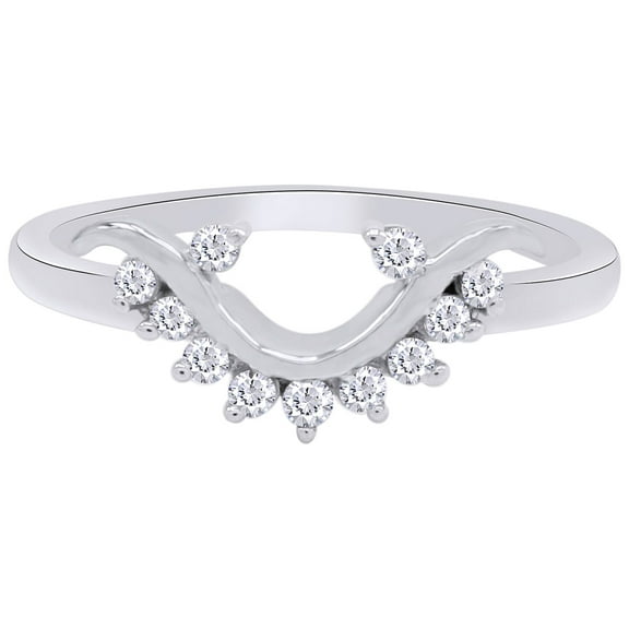 Round Shape White Cubic Zirconia One-Side Enhancer Guard Ring 10k White Gold Ring Size - 11