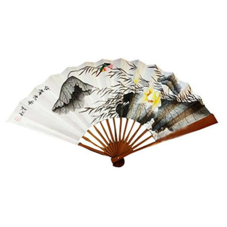 

Panda Superstore PS-HOM2232419011-LILY00041 Chinese Hand Held Folding Fans White - 60 x 33 cm