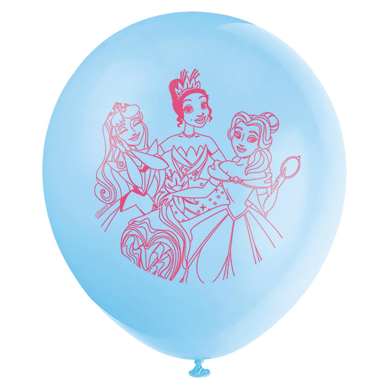 Disney Princess Assorted Pink and Blue 12" Latex Balloons, 6ct