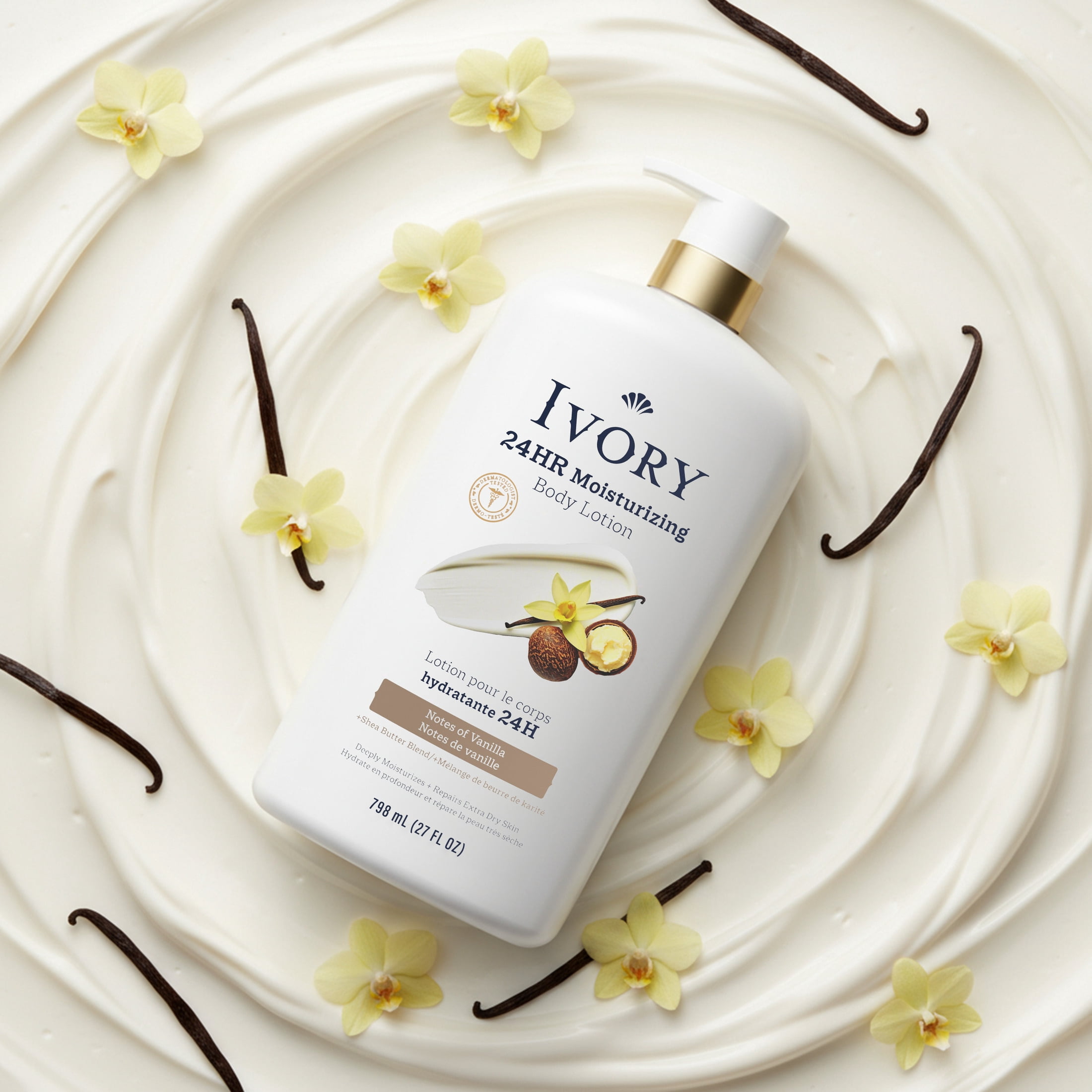 Ivory Body Lotion, Notes of Vanilla Scent, 27 fl oz