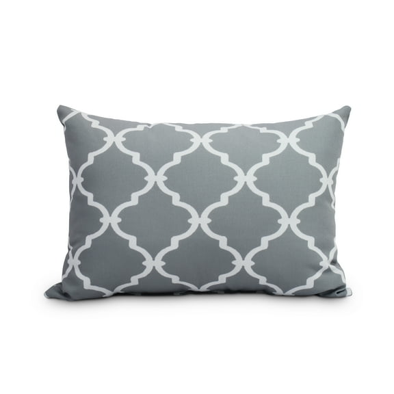 Simply Daisy, 14" x 20" Gray Decorative Trellis Print Throw Pillow