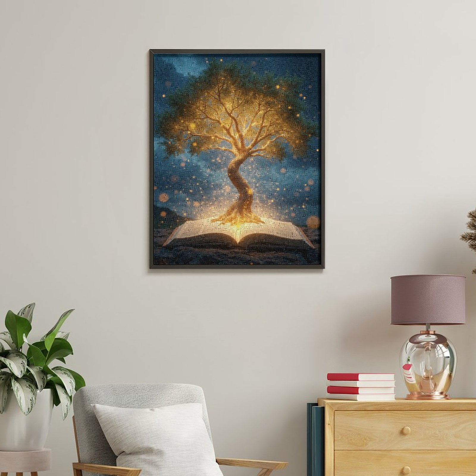 Paint By Numbers Kit for Adults Beginner - DIY Tree Of Knowledge Fantasy Glow Canvas Painting Kits for Adults, Frameless Paint By Number for Adults for Home Wall Decor 16x20 Inch