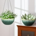 thumbnail image 7 of 2 Pack Hanging Planters for Indoor Outdoor Plants, 10 Inch Hanging Planter with Drainage Hole & Plug Glazed Hanging Baskets Flower Pots for Garden Home (Green Glaze), 7 of 7