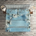 thumbnail image 2 of Ambesonne Wooden Quilted Coverlet 3 Pcs, Spring Flowers Branches, King Size, White Pale Blue, 2 of 2
