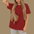 thumbnail image 4 of Oksale Pet Pouch Sweatshirts for Women Cozy Short Sleeve Sweatshirt Pullover with Pet Carrier Kangaroo Pocket Tee Shirts 2026 Wine XL, 4 of 6