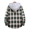 thumbnail image 4 of CHEEREAM Hooded Flannel Shirt for Men Plaid Shirts Long Sleeve Flannel Jacket Button-Down Shirt Jacket with Hood Z-Black XXL, 4 of 4